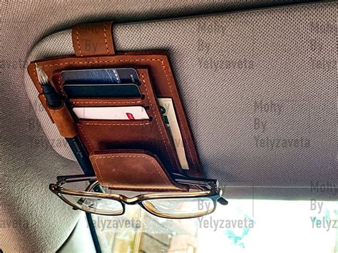 Leather Car Visor Organizer, Car Document Holder, Car Sun Visor ...