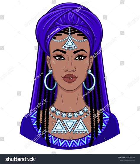 African Beauty Animation Portrait Young Black Stock Vector Royalty Free 1044955570 Shutterstock