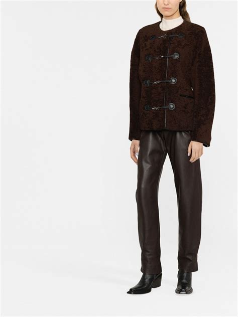 Toteme Teddy Shearling Clasp Jacket Brown Farfetch