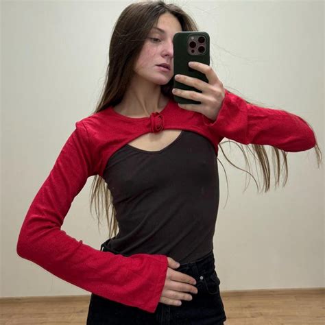 Vintage Y2k Red Knit Bolero Cropped Shrug With Rose Detail Etsy