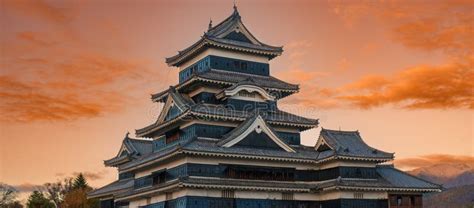 Matsumoto Castle Or Crow Castle In Autumn Is One Of Japanese Premier