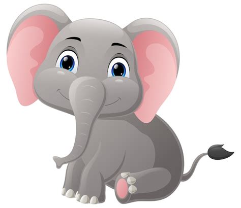 Lindo Beb Elefante De Dibujos Animados Sentado Vector Premium