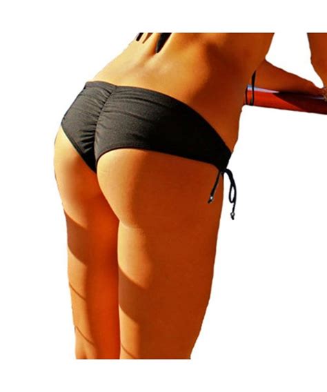 Women S Brazilian Cheeky Bikini Boy Shorts Ruched Adjustable Ties Bottoms Black Ci Fhx Rvv