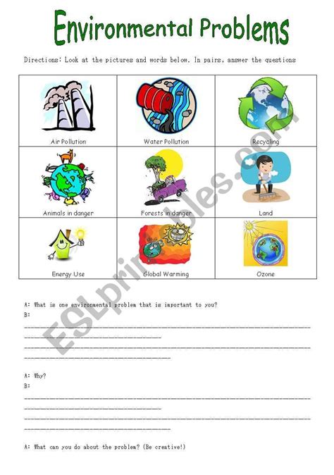 Discussing Environmental Problems Esl Worksheet By Jliminal Worksheets Library