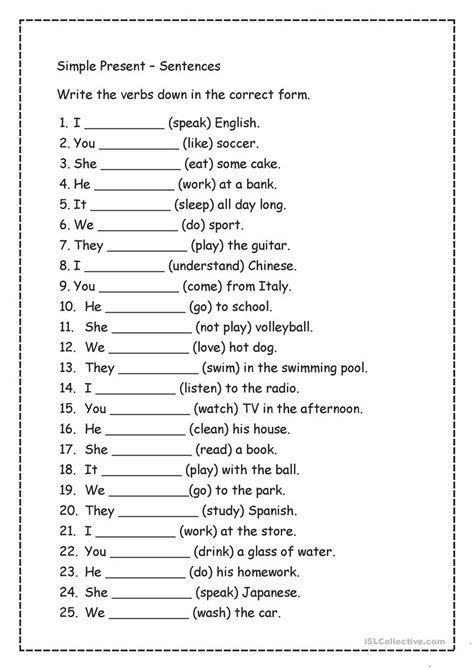 Simple Present Sentences English Esl Worksheets For Distance Learning 804 English Grammar