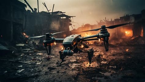 Premium AI Image | Drone attack realistic action scene photography