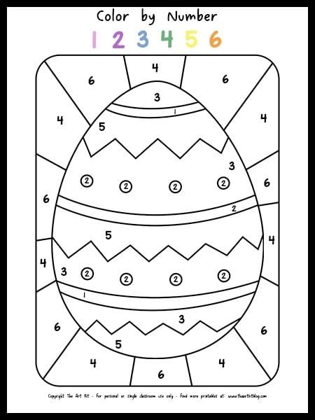 FREE Printable Easter Egg Color By Number Coloring Page With Geometric