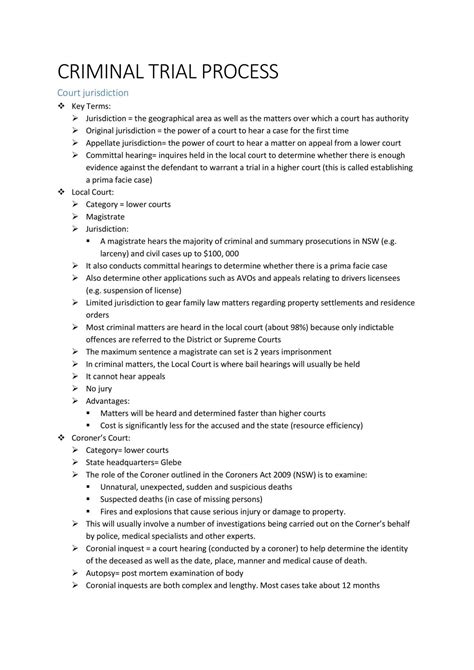 The Criminal Trial Process | Legal Studies - Year 12 HSC | Thinkswap