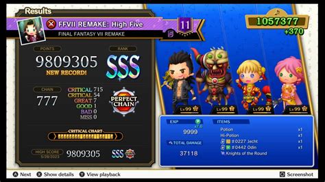 Theatrhythm Final Bar Line FFVII Remake High Five Supreme Perfect