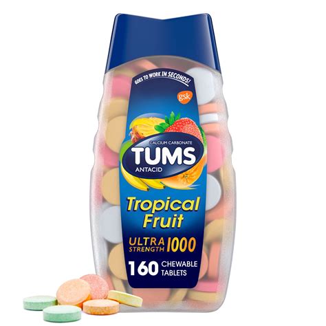 Tums Tropical Fruit Ultra Strength 1000 Antacid, 160 Ct - Walmart.com