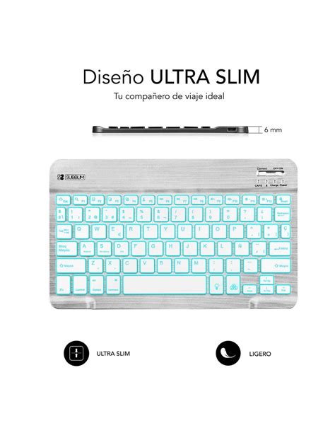 Subblim Teclado Retroiluminado Bluetooth Smart Backlit Bt Keyboard Silver