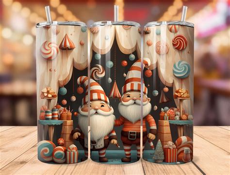 Christmas Gnomes Tumbler Wrap Oz Skinny Tumbler Gnomes Sublimation