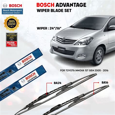 Bosch Advantage Wiper Blades Conventional Set For Toyota Innova St