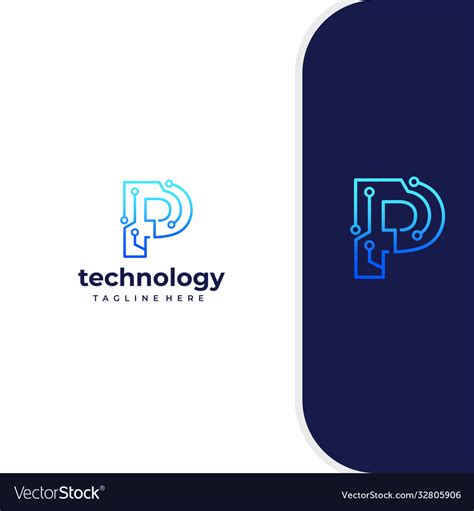 Letter P Technology Line Dot Connection Logo Vector Image