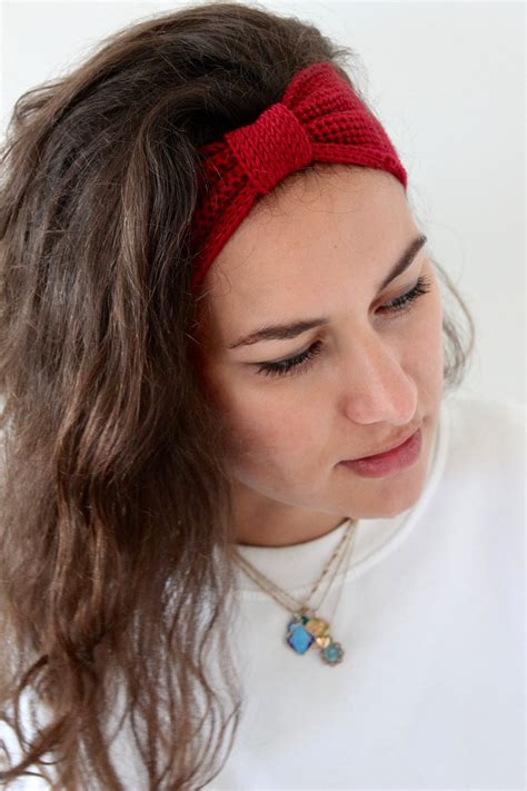 Merino Wool Headband 100 For Red Woman Headband Winter Etsy