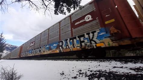 Bnsf Westbound Stacks And Loaded Autoracks Eases Through Con Kelly Mt