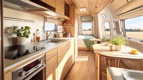 Premium AI Image | Kitchen interior in the trailer of mobile home ...