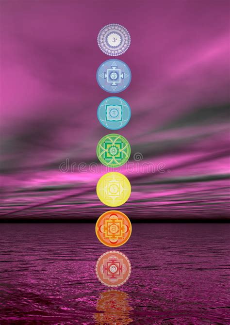 Seven Chakra Symbols Line D Render Stock Illustration Illustration