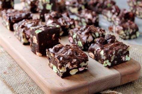 Rocky Road Chocolate Fudge Bars Easy Homemade Candy Recipe