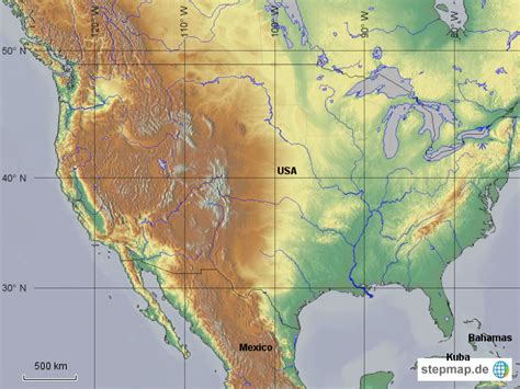 Stepmap Nordamerika Physisch Landkarte F R Nordamerika