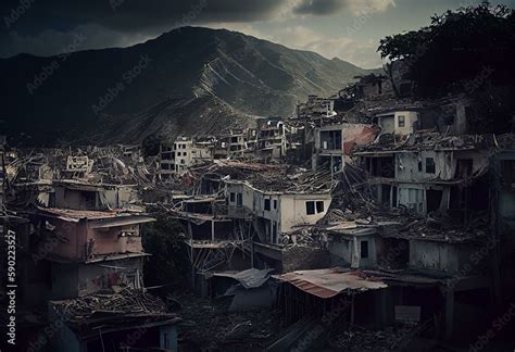 Port au Prince, Haiti, devastated by earthquake. Generative AI Stock ...