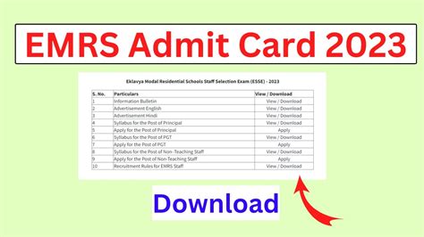 Emrs Admit Card Emrs Admit Card 2023 Kaise Download Kare Emrs Tgt