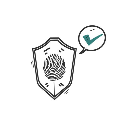 hand drawn shield with fingerprint symbol for fingerprint cyber secure