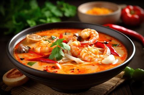 Premium AI Image Tom Yam Sour And Hot Thai Soup