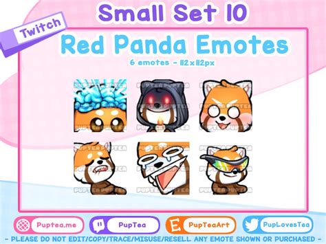 6x Cute Red Panda Emotes Pack For Twitch Youtube And Discord Etsy