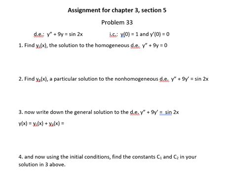 Solved D E Y′′ 9y Sin2x I C Y 0 1 And Y′ 0 0 1 Find