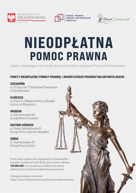 Nieodpłatna pomoc prawna na terenie powiatu ciechanowskiego Czas