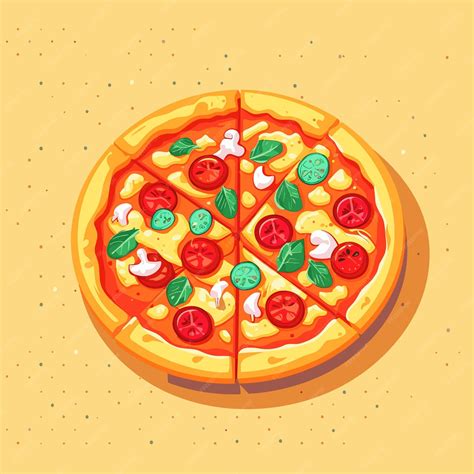 Premium Vector | A cartoon drawing of a pizza