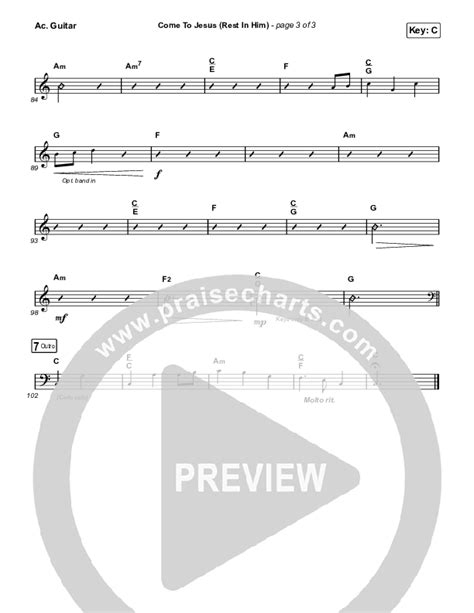 Come To Jesus Rest In Him Acoustic Guitar Sheet Music Pdf Keith