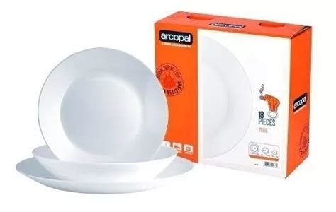 Platos Arcopal Zelie Hondo Postre Playo Vidrio Templado Color Blanco