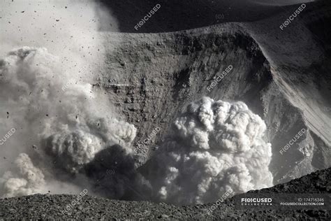 Yasur Eruption On Tanna Island Outdoors Volcanic Activity Stock