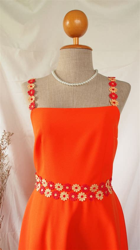 Orange Prom Dress Tangerine Party Dress Vintage summer Retro | Etsy