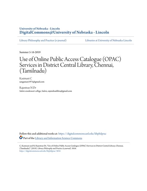 PDF Use Of Online Public Access Catalogue OPAC Services In District