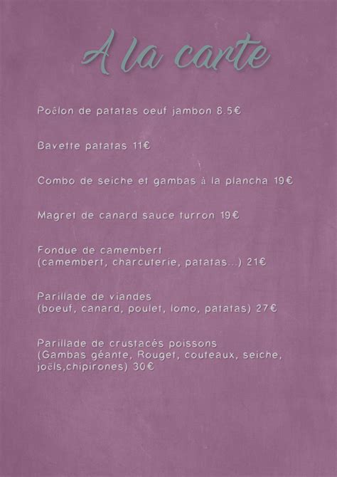 Menu At Restaurant Le Tapas Soif Agde