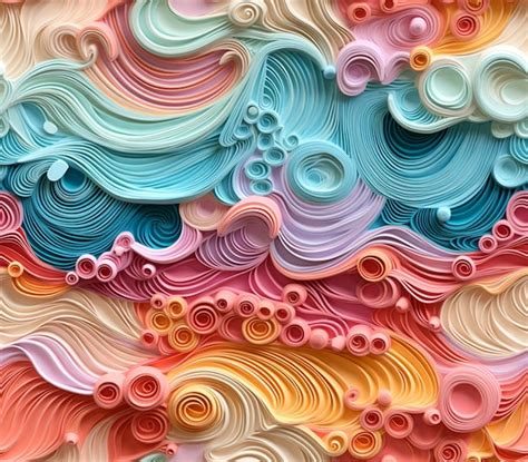 Premium Photo A Close Up Of A Colorful Paper Art With Waves And