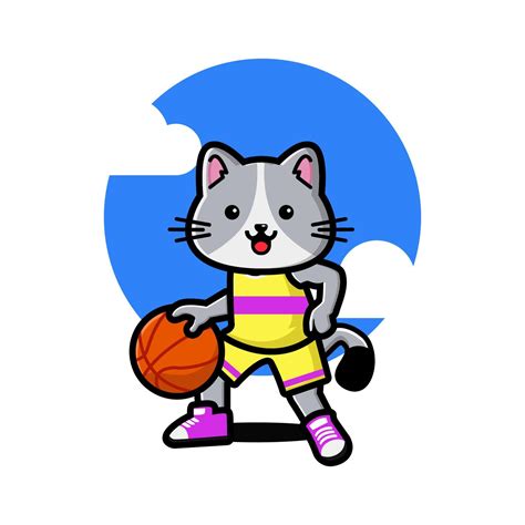 Happy cute cat playing basketball 11827695 Vector Art at Vecteezy