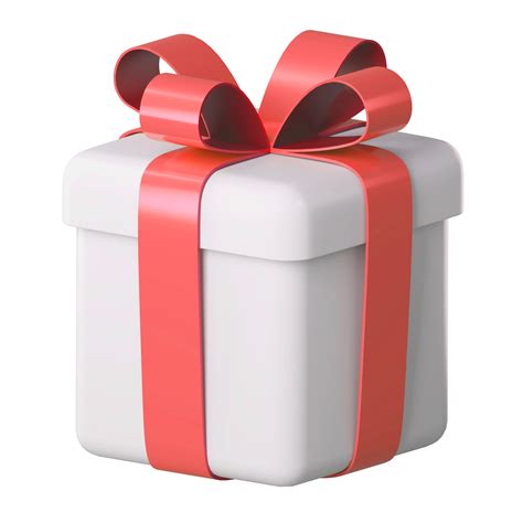 realistic  white gift box  red glossy ribbon bow isolated