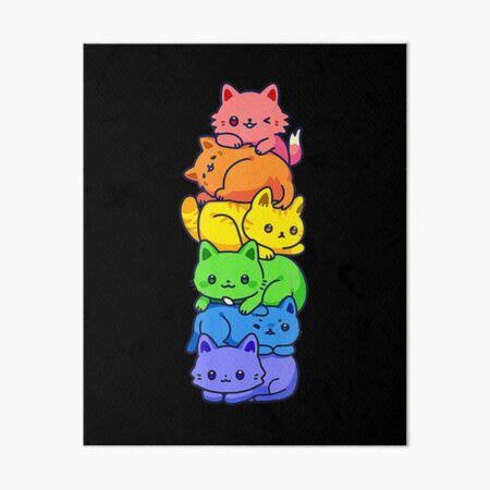 Gay Pride Cat Lgbt Kawaii Cats Pile Cute Anime Rainbow Flag Art Board