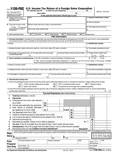 Form Fsc Rev December Ir S Fill Out And Sign Printable Pdf