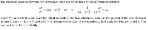 Solved The Chemical Reaction Between Two Substances Often