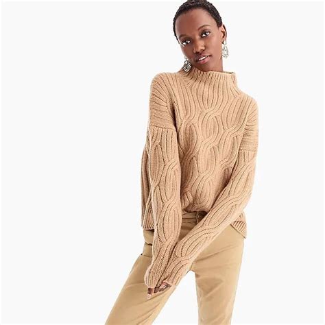 J Crew Collection Cashmere Cable Knit Turtleneck Sweaters Sweaters