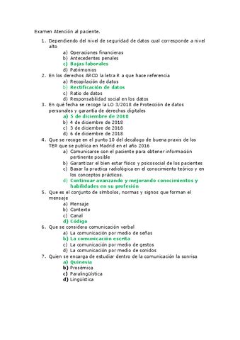 Examen Atencion Al Paciente Pdf