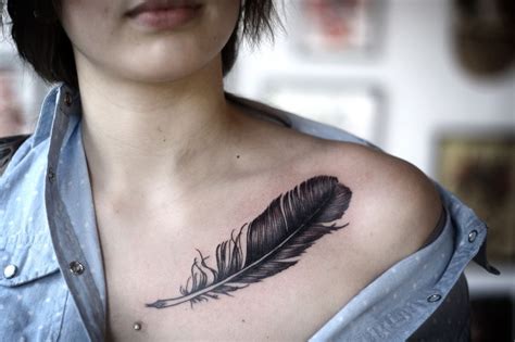 Feather And Crow Tattoo