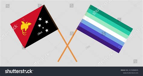 Crossed Flags Papua New Guinea Gay Stock Vector Royalty Free 2172090935 Shutterstock