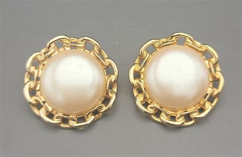 Paolo Gucci Faux Pearl Clip On Earrings Gold Tone Vintage Etsy