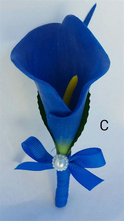 Royal Blue Calla Lily Boutonnieres Royal Blue Boutonnieres Etsy